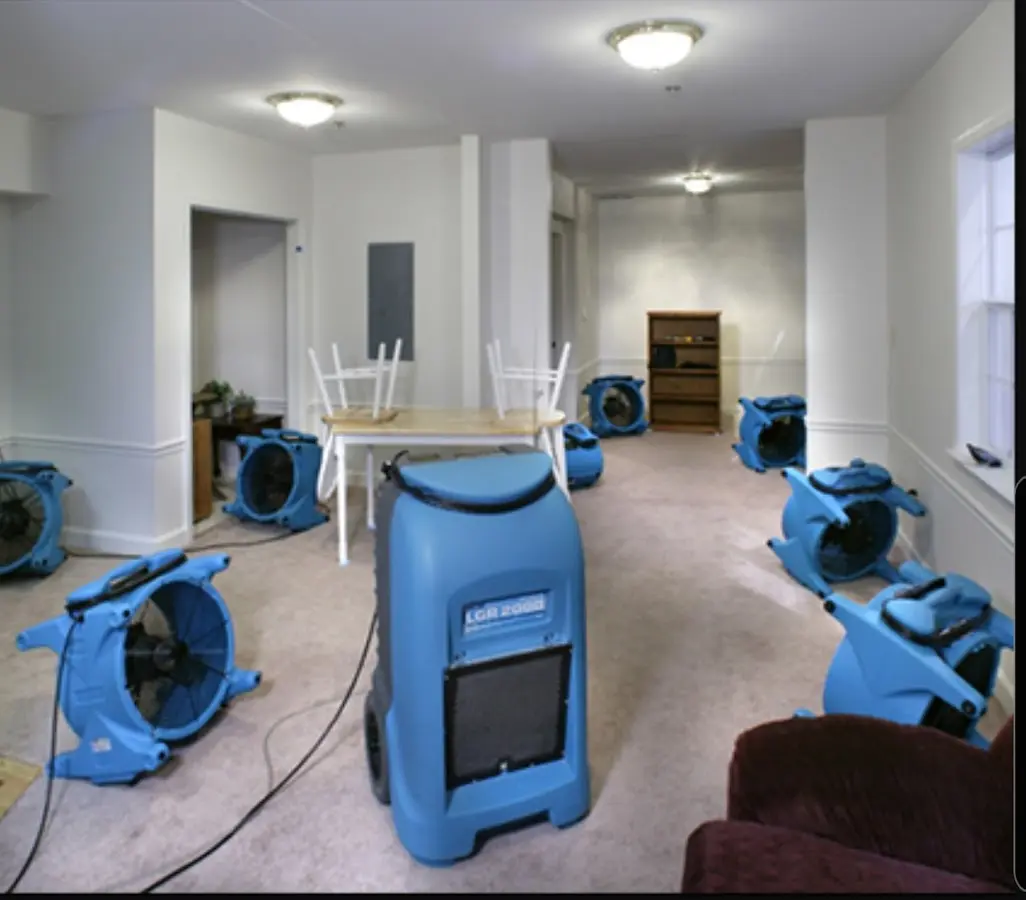 Air movers and dehumidifier setup for Water Extraction & Removal in Howell